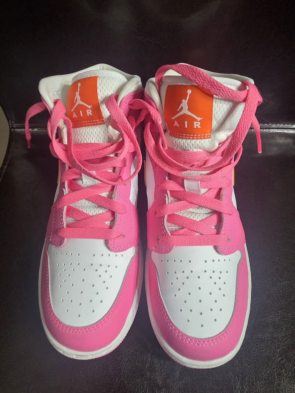 Nike Air Jordan Kids' Pink and White High-Top Sneakers Size 6 Youth